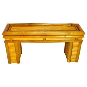 Vintage Bamboo and Split Rattan Console Table