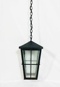 Custom Pendant Light in Aged Steel & Glass by Steve Handelman Studios, USA