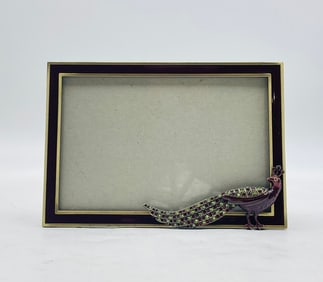 Vintage Picture Frame With a Bejeweled Peacock by Elsa L. inc.