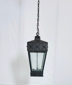 Custom Chandelier with Glass Panes & Antique Finish by Steve Handelman Studios,