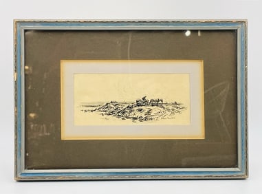 Ink on Paper Western Artwork Signed Ross Saulet