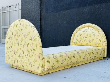 Vintage Single Bed upholstered in a Floral Fabric, USA 1960's