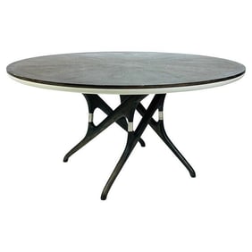 Sculptural Dining Table in Gray Oak Wood, Seats 6