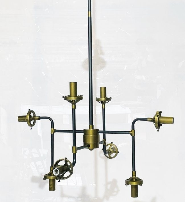 8 Light Chandelier in Blackened Brass & Antique Brass (1 of 12)