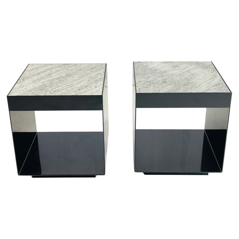 Pair of "Elliott" Side Tables in Gunmetal & Marble by Rodolfo Dordoni for Minotti (1 of 18)