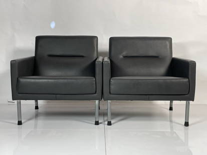 Pair of Highback-Sidewalk Lounge chairs by Brayton International: Make your workspace a social space. Sidewalk Lounge Seating is a crisp, lightly scaled, and portable collection for comfort and mobility.A lounge chair with a high back for added comfort and privacy f