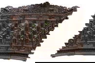 Antique Chinese Relief/Carved Screen in Solid Wood  & Jade, 135w x 105h