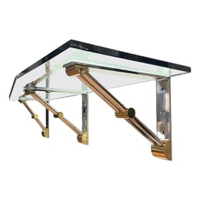 Brass and Stainless Steel Wall Shelf attb to Karl Springer