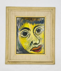 Expressionist Portrait by Héctor Najera (Mexico 1931-2004), Oil on Board, Mexico, 20th Century.;