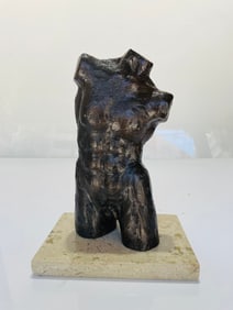 Victor Salmones Signed Bronze Male Torso Sculpture, Artist Proof