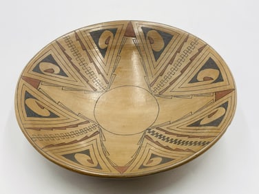 Native American Pueblo Pottery Bowl by Sofia de Tena, Hand-Painted
