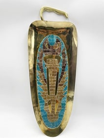 Mid-Century Brass & Mosaic Fruit Tray, attrib. Salvador Terán, Mexico 1950s