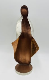 Modernist Silver-Plated Copper Sculpture, Mexico, Marked Plateado