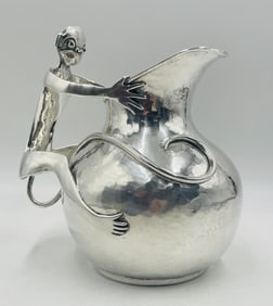 Rare Emilia Castillo Silver-Plated Monkey Pitcher, Signed Mexico