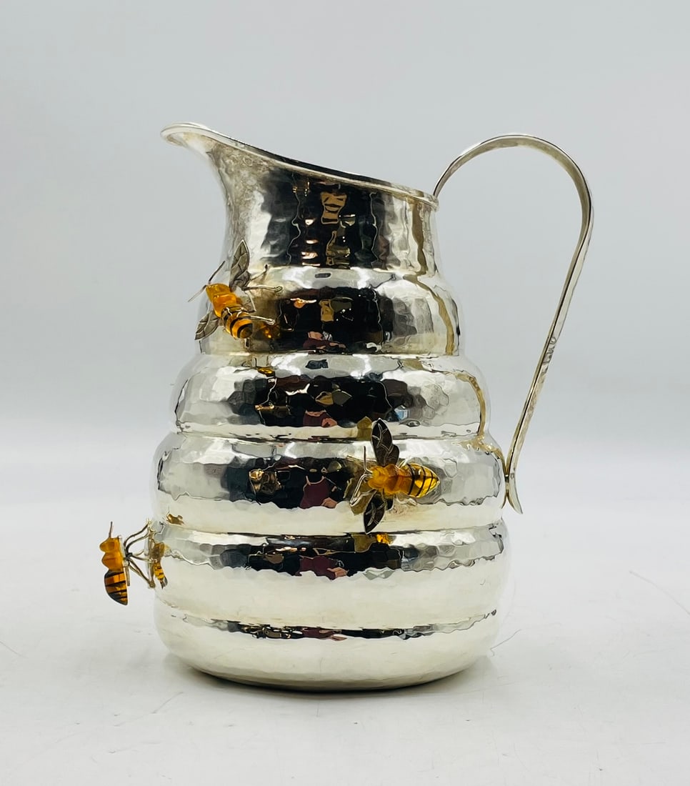 Silver-Plated Beehive Pitcher with Amber Resin Bees, After Emilia Castillo (1 of 15)