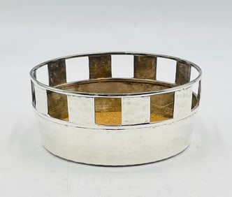 Bold Emilia Castillo Silver Wine Coaster with Architectural Pierced Rim