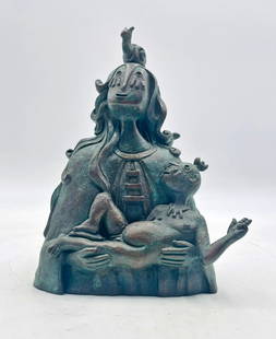 Whimsical Bronze Sculpture by Héctor Nájera, Mexico, Signed 1995, Edition 10/55: Expressive and poetic cast bronze sculpture by celebrated Mexican artist Héctor Nájera (b. 1931, Monterrey, Mexico), signed and dated “Nájera / 1995&rdquo; and numbered 10/55 from a limited editi