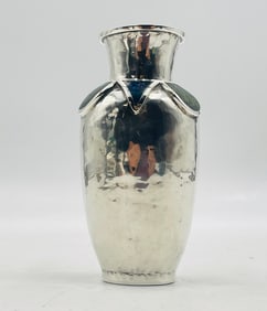 Emilia Castillo Silver Plate Vase with Lapis Lazuli & Azurite Inlay – Hand-Signed