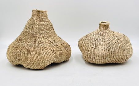 Michoacán Handwoven Chuspata Sculptural Gourds (Pair)