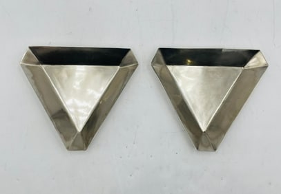 Pair of Geometric Modernist Triangular Dishes by Cusi, Mexico