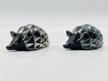 Mexican Modernist Silver Armadillo Shakers by Emilia Castillo