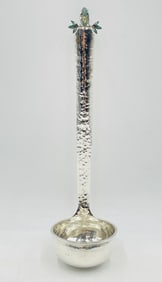 Emilia Castillo Large Parrot Ladle – Malachite & Silverplate, Mexico 1980's