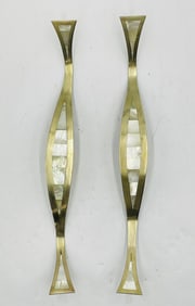 "Extra Large" Los Castillo Brass & Mother of Pearl Door Handles – Taxco, 1960s, Signed