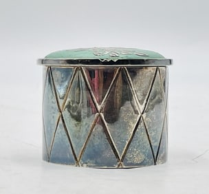Emilia Castillo Hand-Signed Silver Jewelry Box with Frog Motif, Mexican Modernist Design