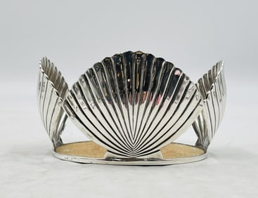 Emilia Castillo Silver-Plated Shell Motif Wine Bottle Coaster, Signed