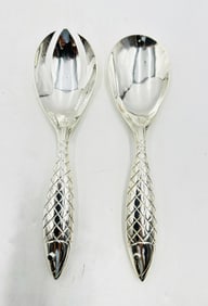Emilia Castillo for Los Castillo Silver-Plated Fish Handle Serving Utensils, Labeled