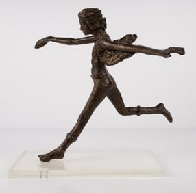 Figurative Bronze Sculpture "Shirt-Tails" by Victor Salmones, Signed & Numbered, with COA