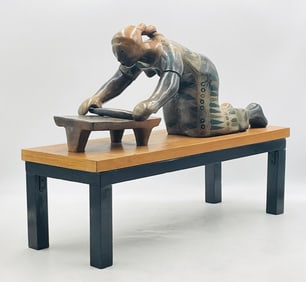 Max Kerlow Limited Edition Ceramic Sculpture “Making Tortillas” — Mexican Modernist