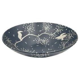 Large Serving Bowl in Pure Silver & Porcelain by Emilia Castillo, Signed.