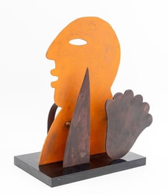 Jesús Tellosa Modernist Polychrome Steel Bust Sculpture, Mexico 1993
