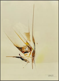 Leonardo Nierman Abstract Watercolor on Paper, Signed, Framed
