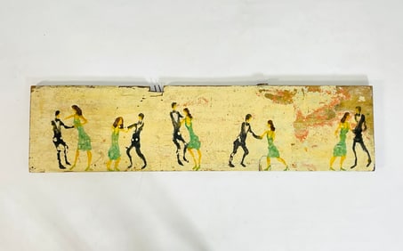 Folk Art Painting on Wood by Scott Griffin (Canada 1970) Titled "On The Floor"