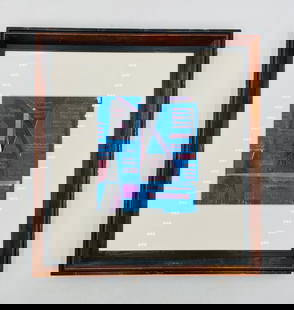 Vintage Painting by Werner Drewes (German American 1899-1985), Signed & Dated: Abstract painting signed by Werner Drewes (1899-1985), a German-American abstract expressionist artist. The painting features a composition of geometric shapes and lines in a palette dominated by shad