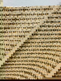 Set of 4 Rolls of Raffia Wall Covering by Gregorius Pineo for Kneedler-Fauchere, PW-28: Set of 4 rolls raffia wall covering/wall paper designed by Gregorius Pineo and manufactured in Japan by Kneedler-Fauchere.basket-weave deign item # PW-28 Run #2529. All of the rolls are unused in