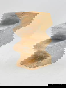 Post Modern Candle Holder in Solid Marble: Elegance comes with a modern edge in this sculptural candle holder. The bold silhouette is cut and shaped from marble, giving the piece a solid weight and cool, polished touch ready for impact in