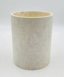 Limestone Waste Basket/Planter by Kassatex, NY.: This is a limestone waste basket from Kassatex New York, part of their Limestone Bath Accessories collection. It has a smooth polished interior and a lightly textured exterior with natural stone