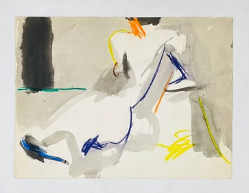 Nick Barberi, Abstract Watercolor and Pastel Composition,