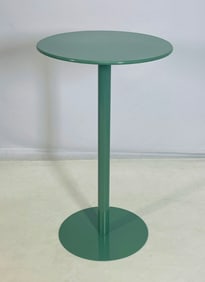 Contemporary Green Metal Bistro Table with Round Top