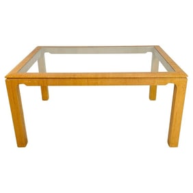 Raffia-Wrapped Parsons Dining Table in the Style of Karl Springer, 1970s