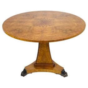 Burlwood & Bronze Center/Tilt Table Signed