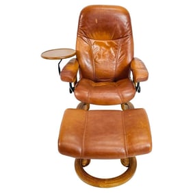 "Consul" Lounge Chair & Ottoman With Tray by Ekornes Stressless, Norway 1980's
