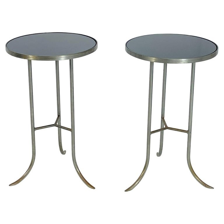 Pair of Steel & Glass Side/End Tables Made in Italy (1 of 18)