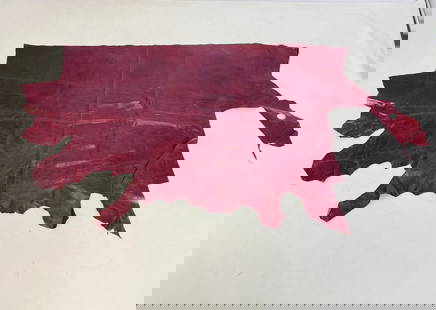 Leather Hide, unmarked: Redish Leather hide . Measurements: 95 inches long x 51 inches wide. (all measurements are approximate and to the widest and longest points) All items are sold as is. The auction house does not