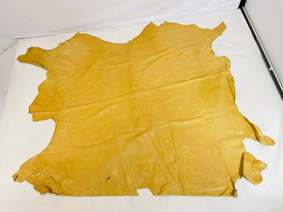 Leather Hide: Leather hide, unmarked. Measurements: 109 inches long x 87 inches wide. (all measurements are approximate and to the widest and longest points) All items are sold as is. The auction house does not war
