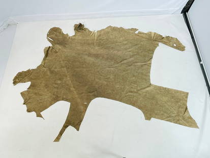Leather Hide, unmarked: Unmarked leather hide. Measurements: 109 inches long x 79 inches wide. (all measurements are approximate and to the widest and longest points) All items are sold as is. The auction house does not
