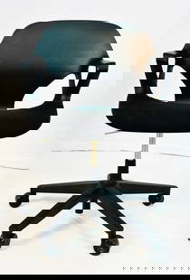 Zeph Chair, Black Fixed Arms with Nightfall Seat Pad by Herman Miller: Zeph desk chair with black fixed arms and nightfall seat pad by Herman Miller.The chair is height adjustable, 360 swivel mechanism and height adjustable.Manufactured in 2022Labeled.Measurements:29-34.